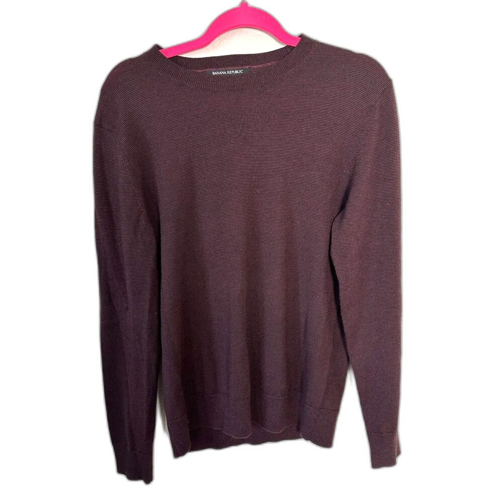 Banana Republic Italian Merino Wool Sweater Mens Small Maroon Burgundy Baruffa